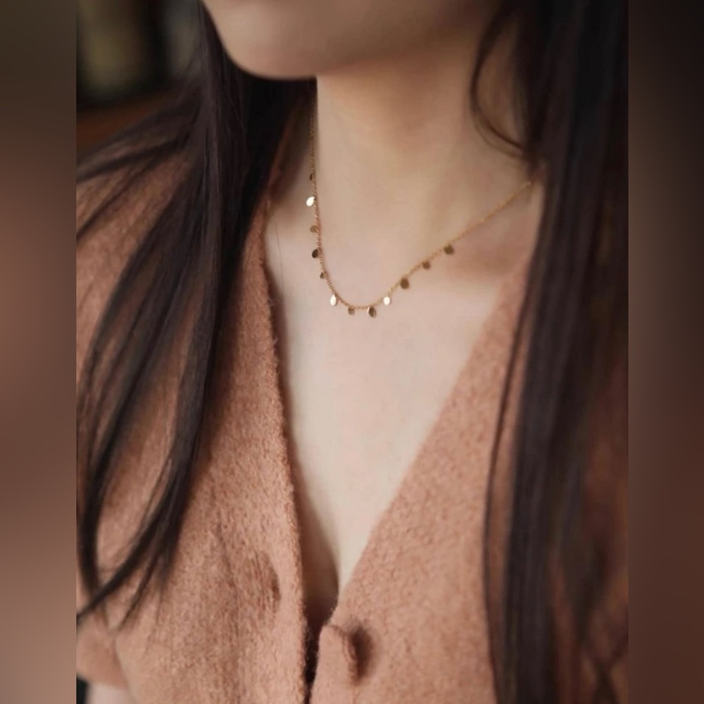 New Stainless Steel Round Pendant Necklace Gold Toned